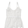 Lace & Powernet Underwire Cups Peplum Bustier - White