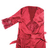 Stretch Satin Robe w/Eyelash Lace Sleeve Merlot
