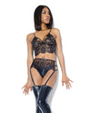 Darque Longline Bra, Garterbelt & Panty Black LG