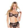 Darque Soft Underwire Bra w/Boning, Garterbelt & Thong Black MD