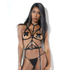 Coquette Darque Elastic Harness w/Removable Garters Black O/S
