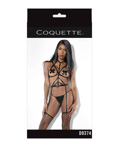 Coquette Darque Elastic Harness w/Removable Garters Black O/S
