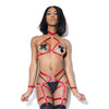 Play Darque Halter Top, Crtchlss Pnty, Gartrs & Restraints (Psties & G Not Included)  Merlot O/S