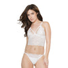 Classic Scallop Stretch Lace Bralette & Crotchless Panty White O/S