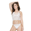 Classic Scallop Stretch Lace Bralette & Crotchless Panty White O/S