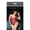 Bold Mesh & Fine Lace Crotchless Teddy Merlot OS/XL