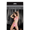 Play Darque Elastic Bra, Pasties, & Crotchless Panty Neon Pink O/S