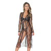 Classic Sheer Lace Robe & G-String Black O/S