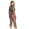 Classic Sheer Lace Robe & G-String Black O/S