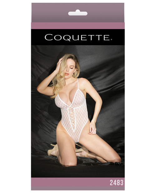 Fashion High Cut Mesh Teddy w/Lace-Up Detail White O/S