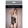 Sleek Seamless Stretch Net Cami Top w/Lace Print Detail & Attch. Stockings Black O/S