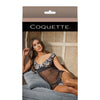 Classic Scallop Stretch Lace & Mesh Babydoll & G-String - Black/White