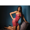 Sleek Seamless Stretch Fishnet Tube Dress w/Laser Cutout Details Merlot O/S