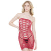 Sleek Seamless Stretch Fishnet Tube Dress w/Laser Cutout Details Merlot O/S