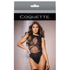 Sleek Sheer Nylon Opaque Print Sleeveless Teddy & Stockings Black O/S