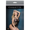 Sleek Seamless Stretch Net Teddy w/Strappy Shoulders & Laser Cutouts Waist Black O/S