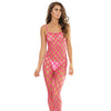 Sleek Seamless Stretch Open Net Bodystocking Neon Pink O/S