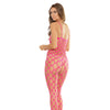 Sleek Seamless Stretch Open Net Bodystocking Neon Pink O/S