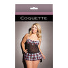 Fashion Mesh/Stretch Knit Schoolgirl Chemise Black/Red OS/XL