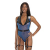 Fashion Mesh Cop Teddy w/Attached Garters Blue O/S