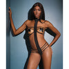 Bold Stretch Knit Strappy Cupless, Halter Teddy (Pasties Not Included) Black O/S