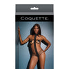 Bold Stretch Knit Strappy Cupless, Halter Teddy (Pasties Not Included) Black O/S