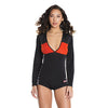 Fashion Stretch Knit Race Car Romper Black/Red O/S