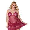 Holiday Soft Underwire Babydoll & Thong Merlot 3X/4X