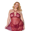 Holiday Soft Underwire Babydoll & Thong Merlot 3X/4X
