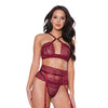 Holiday Bra, Garter Belt & Thong Merlot MD