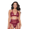 Holiday Bra, Garter Belt & Thong Merlot SM