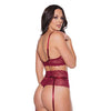 Holiday Bra, Garter Belt & Thong Merlot SM