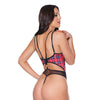 Holiday Knit Mesh Sling Shot Thong Teddy Red/Black MD