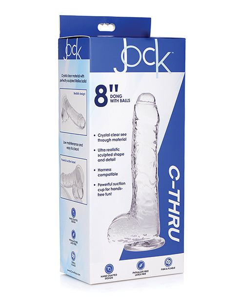 Curve Novelties Jock C-Thru 8" SLIM Dildo w/Balls - Clear