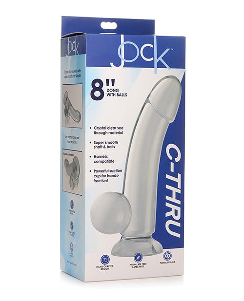 Curve Novelties Jock C-Thru 8" Smooth Dong w/Balls - Clear