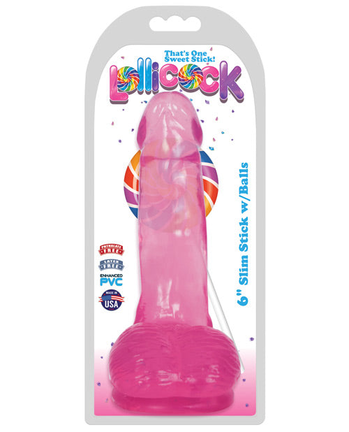 Curve Novelties Lollicock 6" Slim Stick w/Balls - Cherry Ice