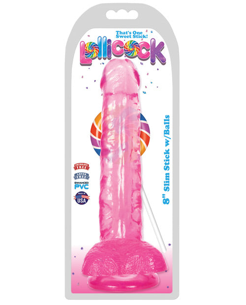 Curve Novelties Lollicock 8" Slim Stick w/Balls - Cherry Ice