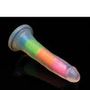 Curve Toys Lollicock 7" Glow In The Dark Silicone Dildo - Rainbow