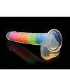 Curve Toys Lollicock 7" Glow In The Dark Silicone Dildo w/Balls - Rainbow