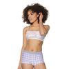 Crystal Pink Buffalo Check Print Short Grey/Pink O/S