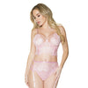 Crystal Pink Longline Bra, Garter Belt & Panty Pink LG