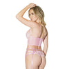 Crystal Pink Longline Bra, Garter Belt & Panty Pink MD