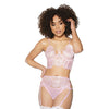 Crystal Pink Longline Bra, Garter Belt & Panty Pink SM