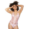 Crystal Pink Peek a Boo Crotchless Teddy Pink O/S