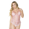 Crystal Pink Peek a Boo Crotchless Teddy Pink O/S