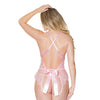 Crystal Pink Peek a Boo Crotchless Teddy Pink O/S