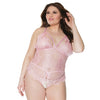 Crystal Pink Peek a Boo Crotchless Teddy Pink OS/XL