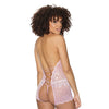 Crystal Pink Halter Crotchless Teddy Pink/Silver O/S