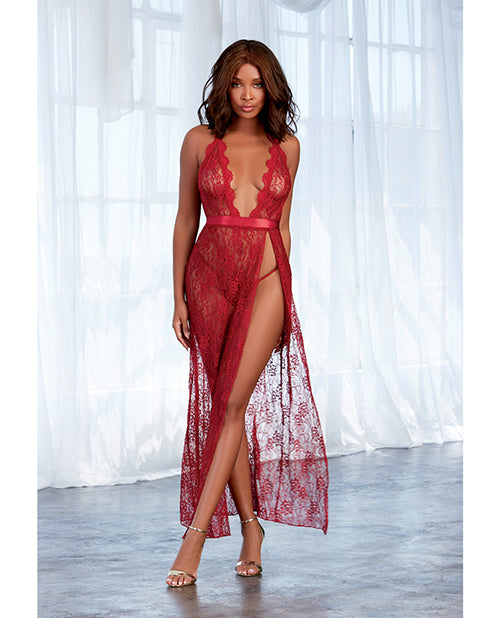 Holiday Lace Gown & G-String - Garnet