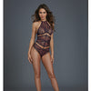 Unique 3 pc Look Teddy w/Underwire Halter Top, Waist Corset & Snap Crotch Thong - Eggplant
